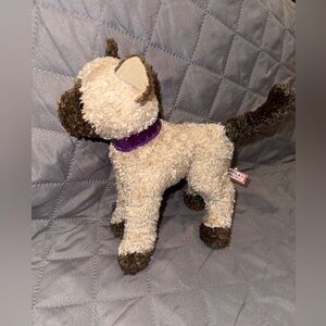 Douglas Cuddle Toy Siamese cat plush Purple Collar 7” Tan And Brown